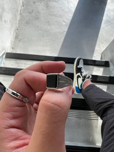 Customer photo review of Vintage Signet Ring - Silver & Black Stone
