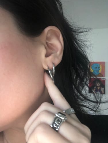 Customer photo review of My Huggies Hoop Earrings