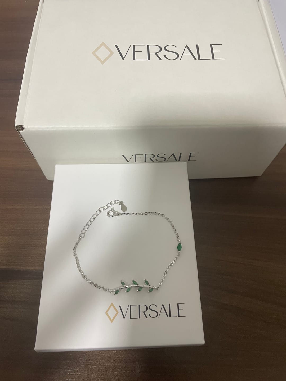 Customer photo review of Pulseira Folhas Verdes Prata 925