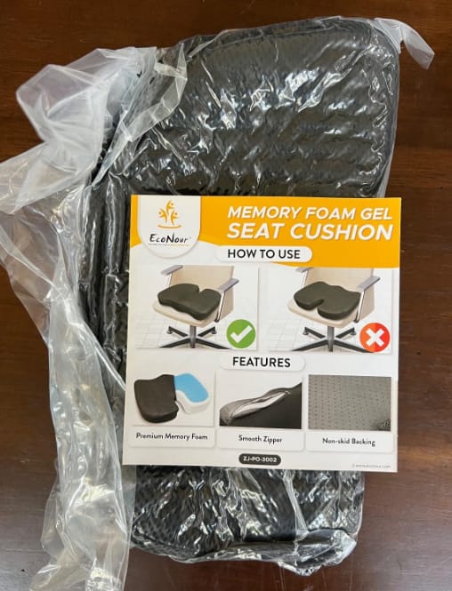 Customer photo review of Gel & Memory Foam Coccyx Seat Cushion for Pressure Relief