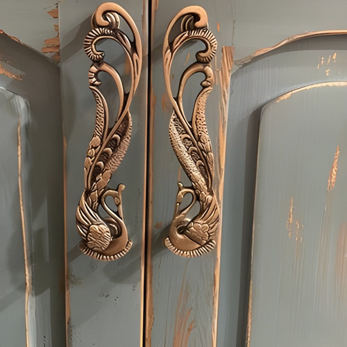 Customer photo review of Brass Peacock Door handle - Antique Brass