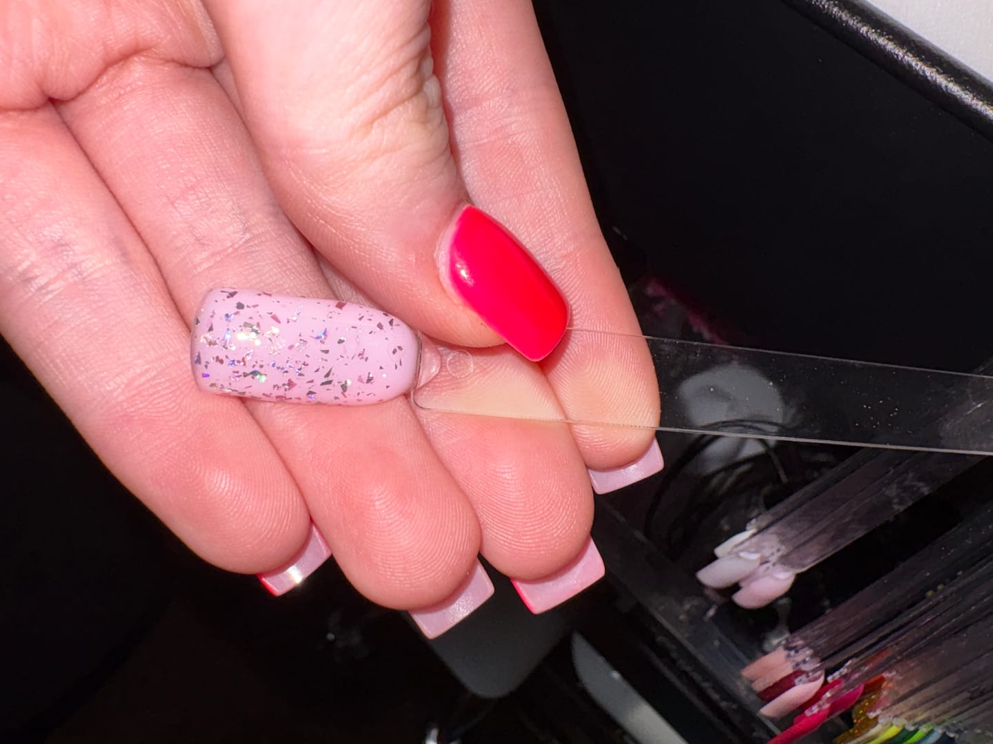 Customer photo review of Semilac Top Coat Flower Flakes T22 UV Gel Polish