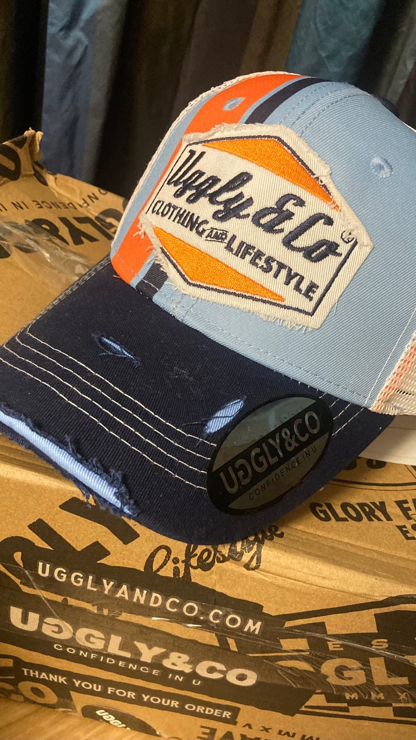 Customer photo review of Retro Blue & Orange Diamond Cap