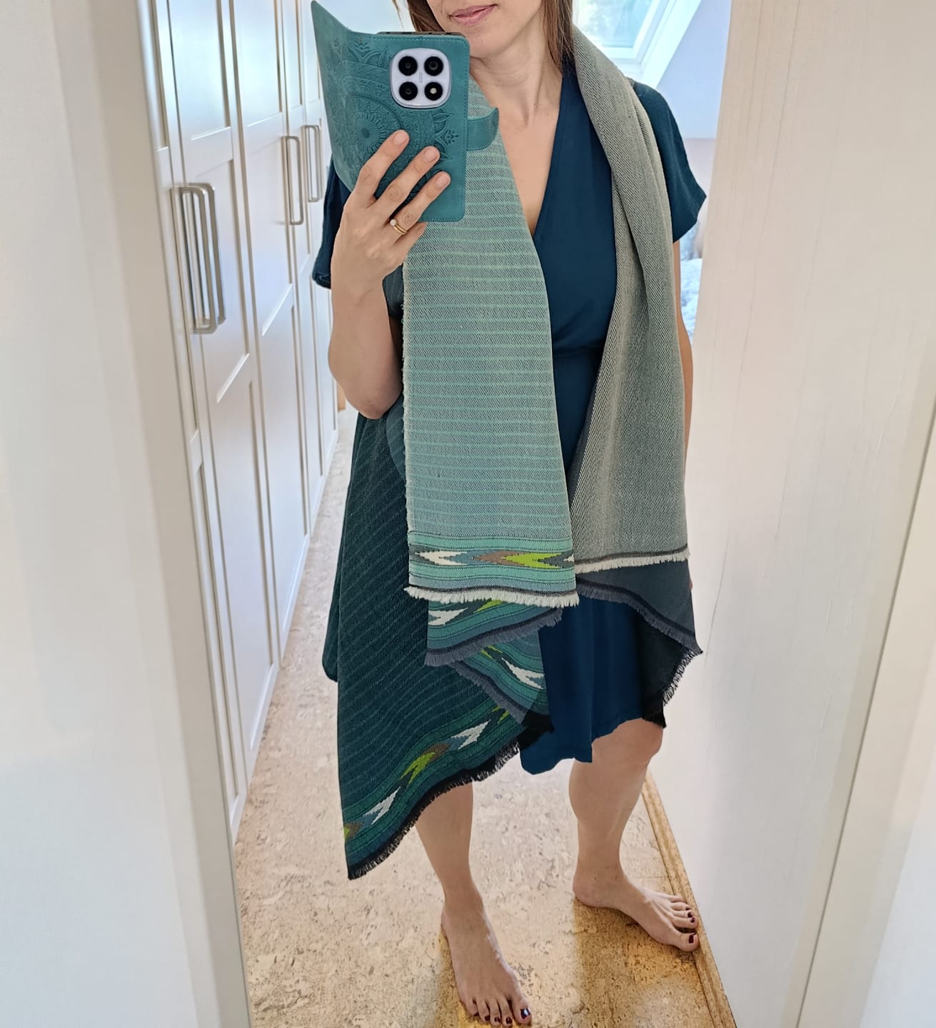 Customer photo review of NEW! Light Wool Cape Fusion Teal