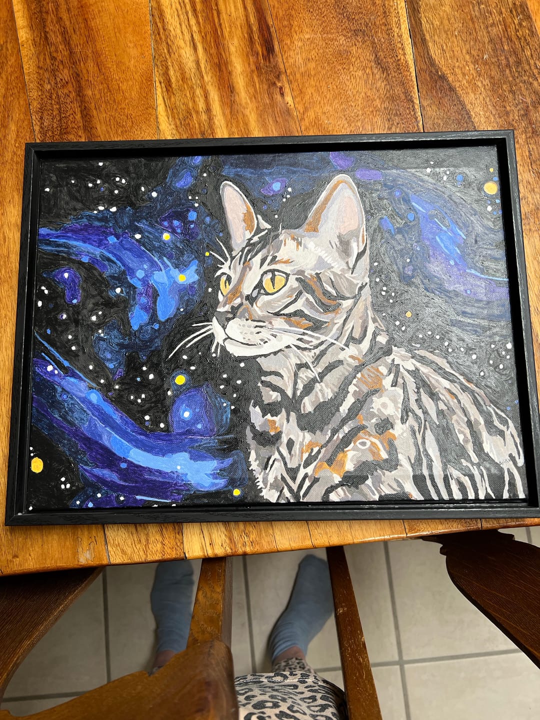 Customer photo review of Bengal Kitty Cat Starry Night  Paint by Numbers Kit