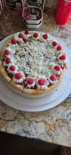 Customer photo review of White Chocolate Raspberry Cheesecake