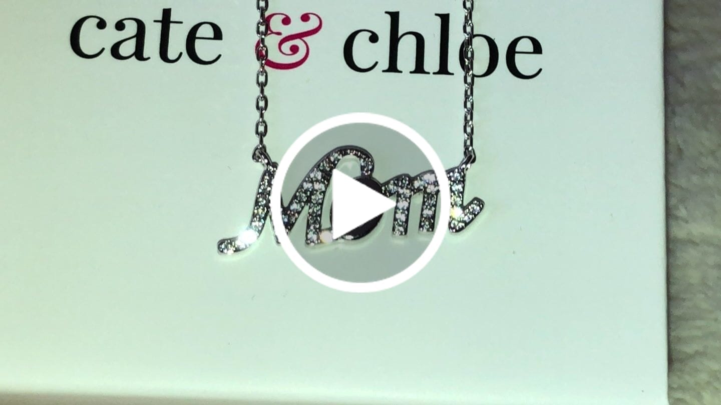 Customer video review of Riley 18k White Gold Plated Mom Necklace with Swarovski Crystals