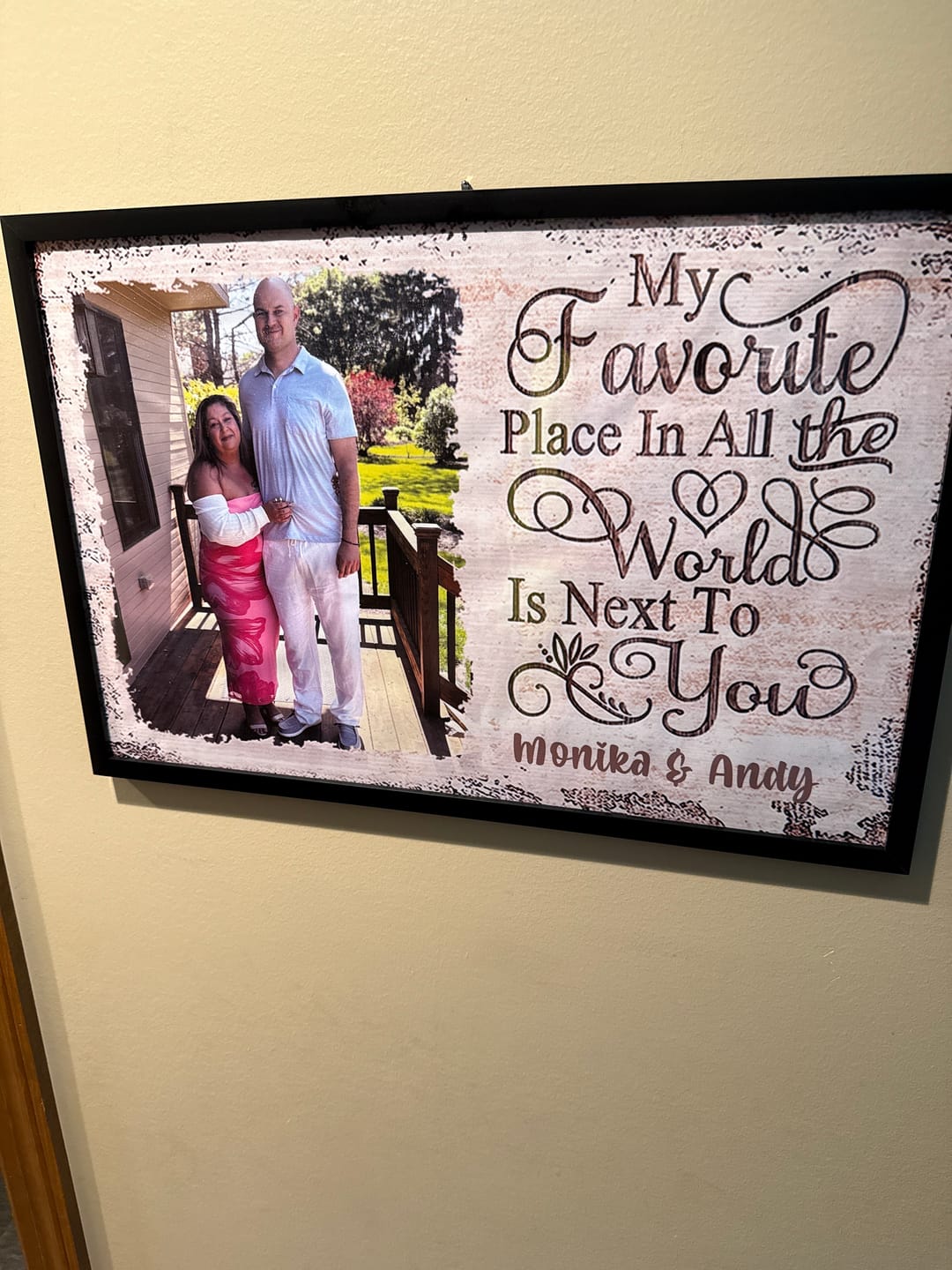 Customer photo review of Next To You Is One Of My Favorite Places To Be - Upload Image - Personalized Horizontal Poster