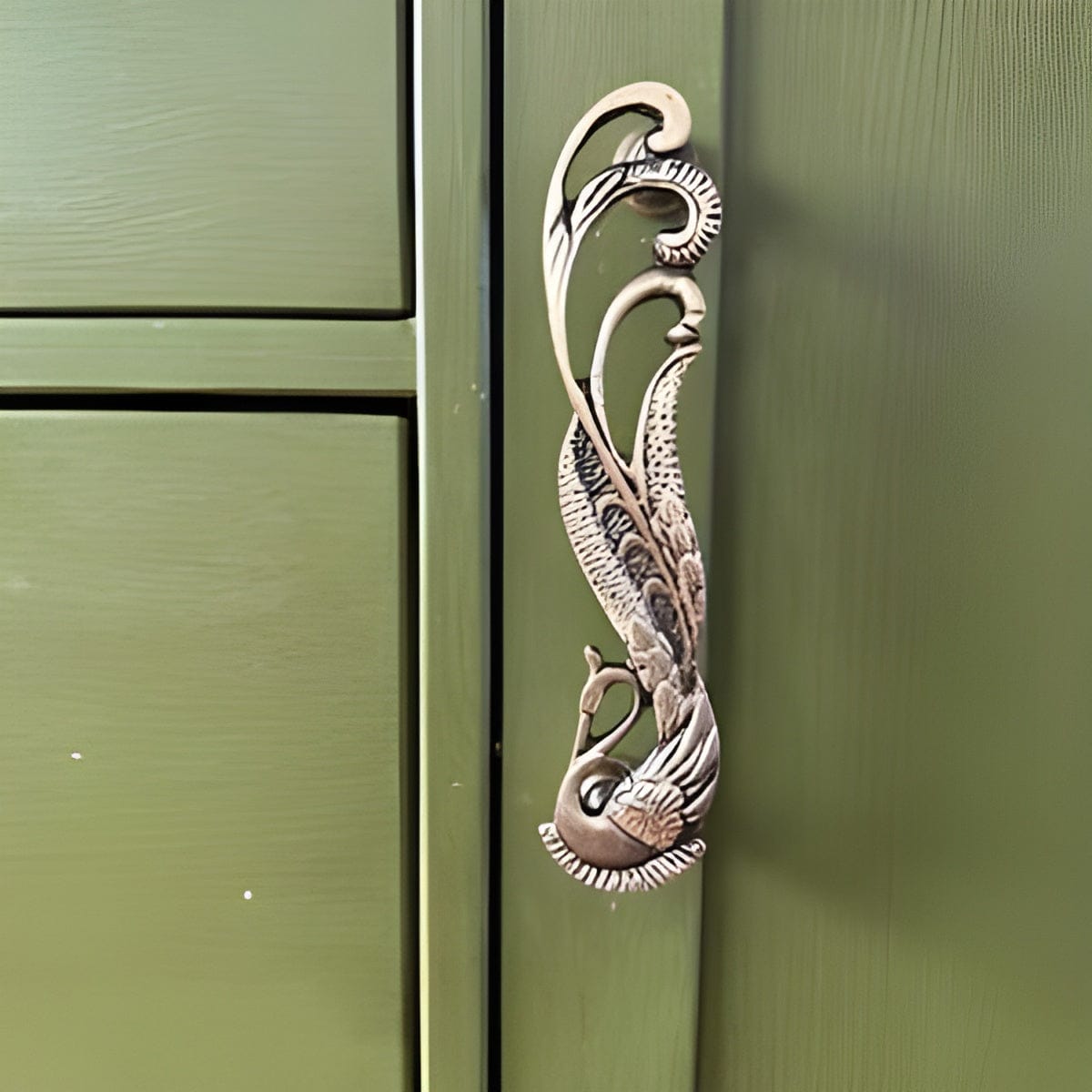 Customer photo review of Brass Peacock Door handle - Antique Brass