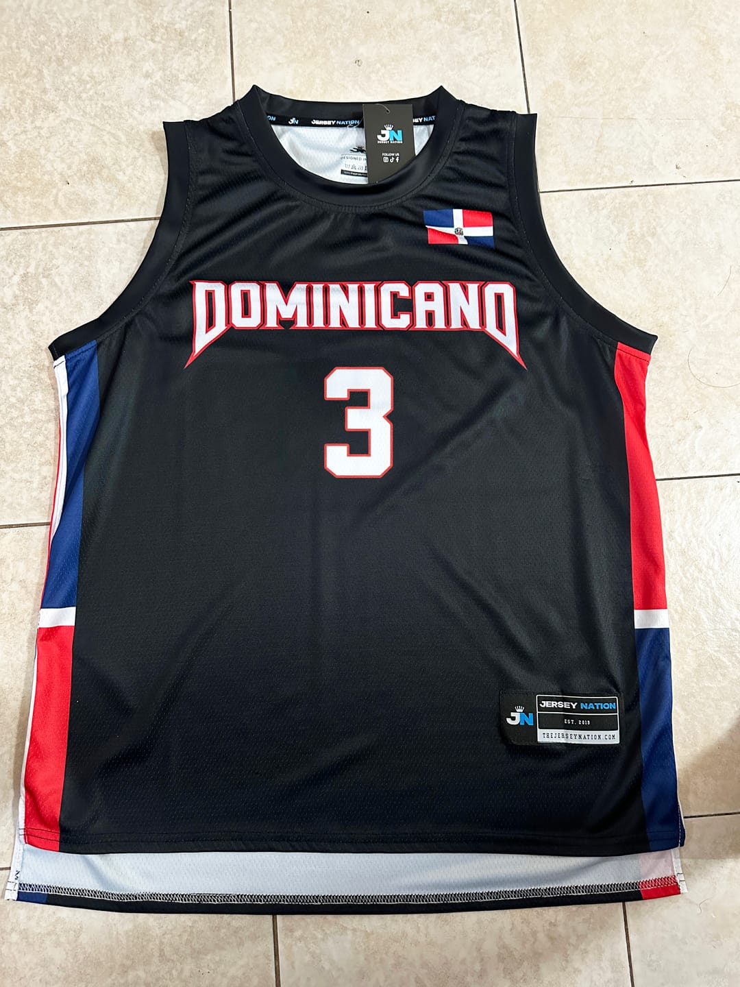 Customer photo review of Dominican Republic Heritage Custom Basketball Jersey