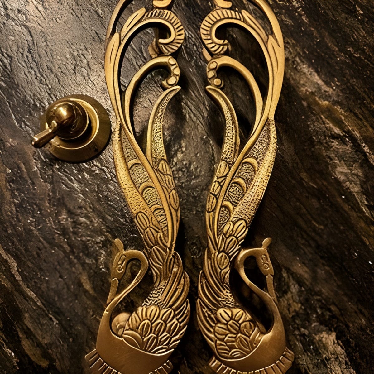 Customer photo review of Brass Peacock Door handle - Antique Brass