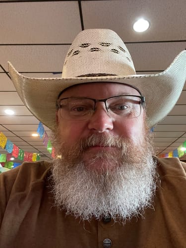 Customer photo review of Justin Bent Rail Blaine Ivory & Brown Straw Cowboy Hat JS4456BLNE44