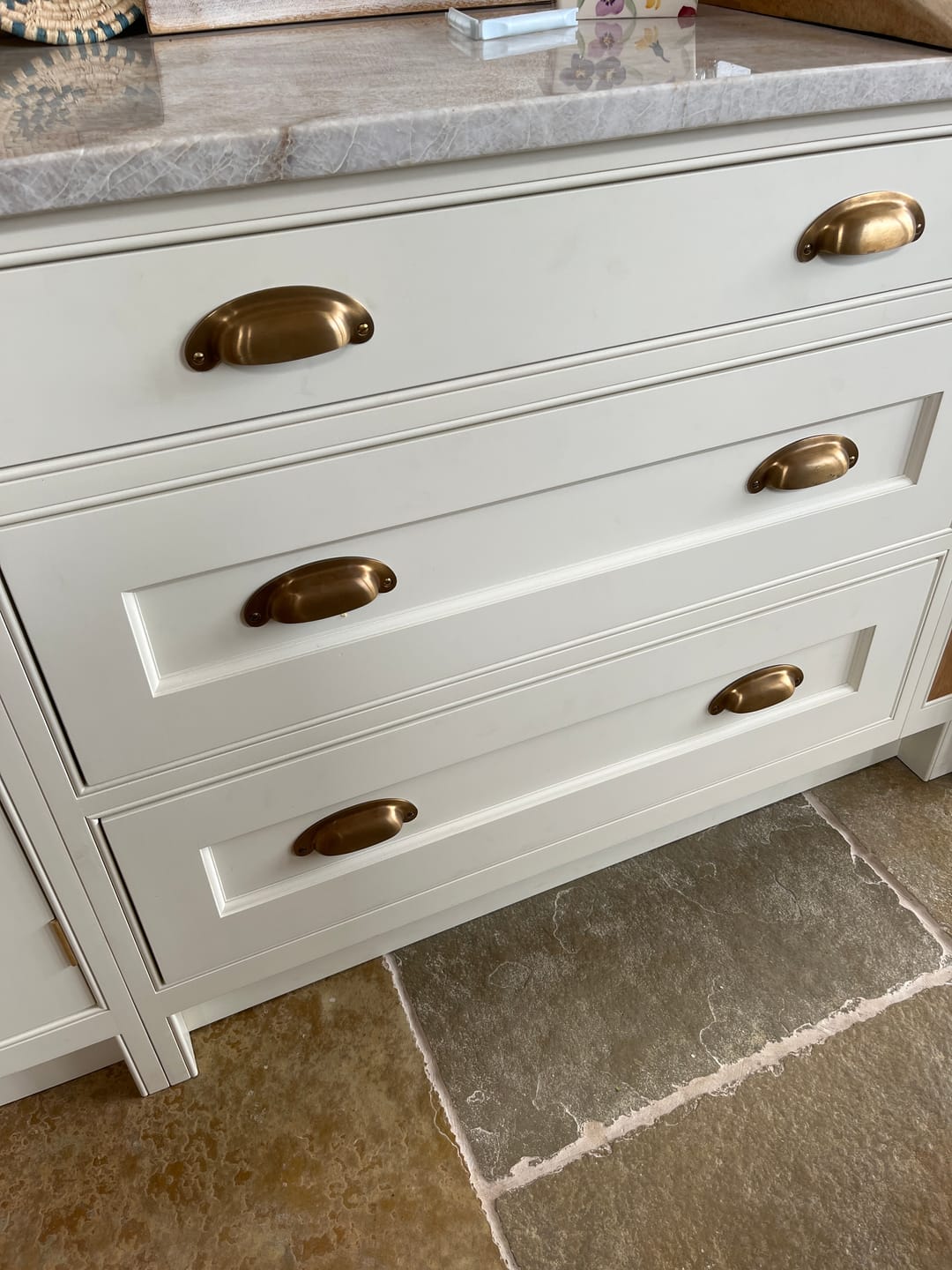 Customer photo review of Classic Satin Aged Brass Cupboard Handles