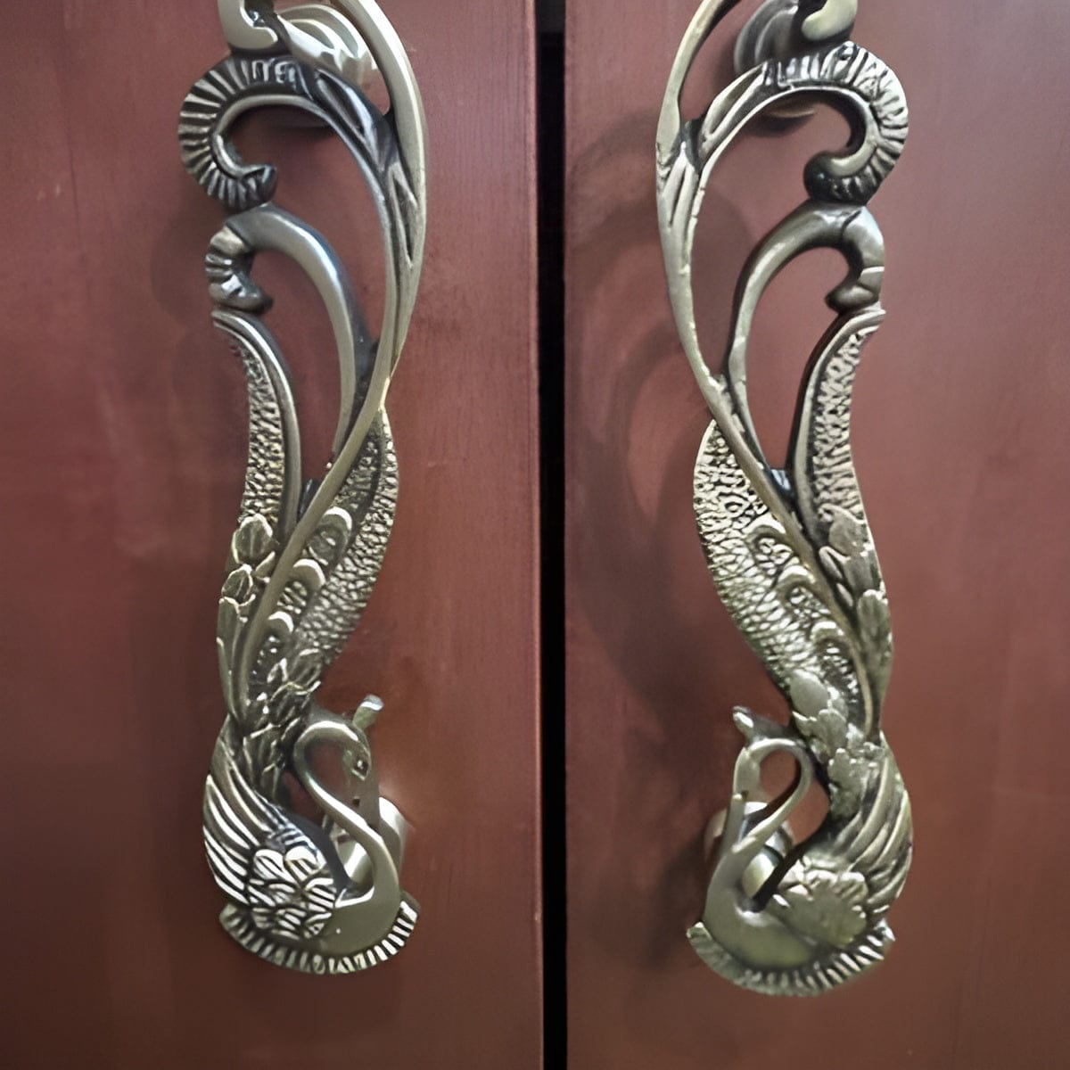 Customer photo review of Brass Peacock Door handle - Antique Brass