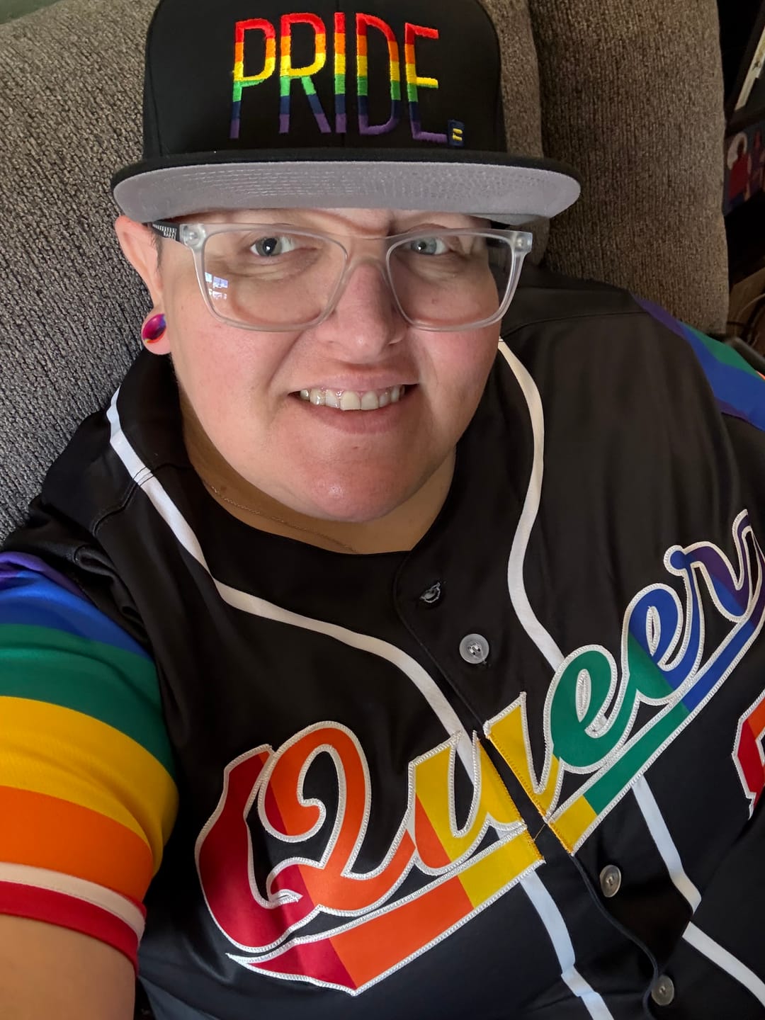 Customer photo review of Custom Black LGBT Rainbow For Pride Month Raglan Sleeves Authentic Baseball Jersey