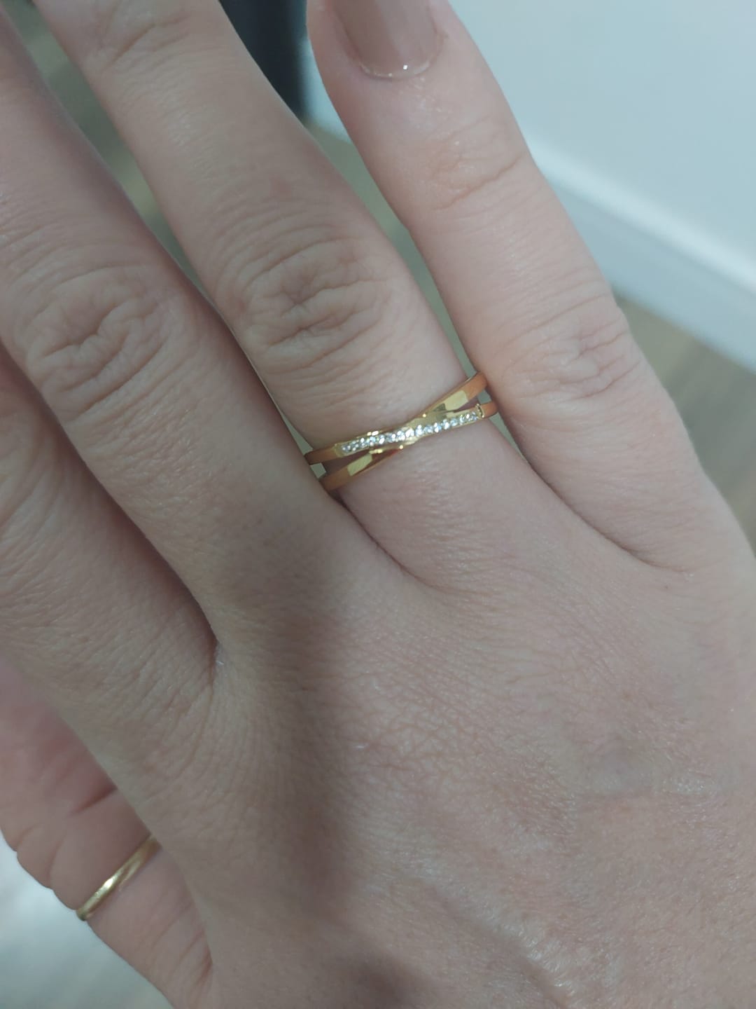 Customer photo review of Anel Lucia Duplo Banhado em Ouro 18k