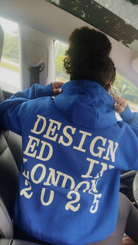 Customer photo review of designed in london blue hoodie