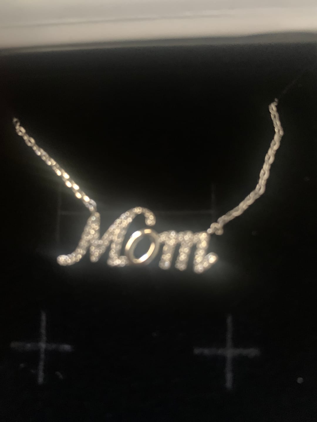 Customer photo review of Riley 18k White Gold Plated Mom Necklace with Swarovski Crystals