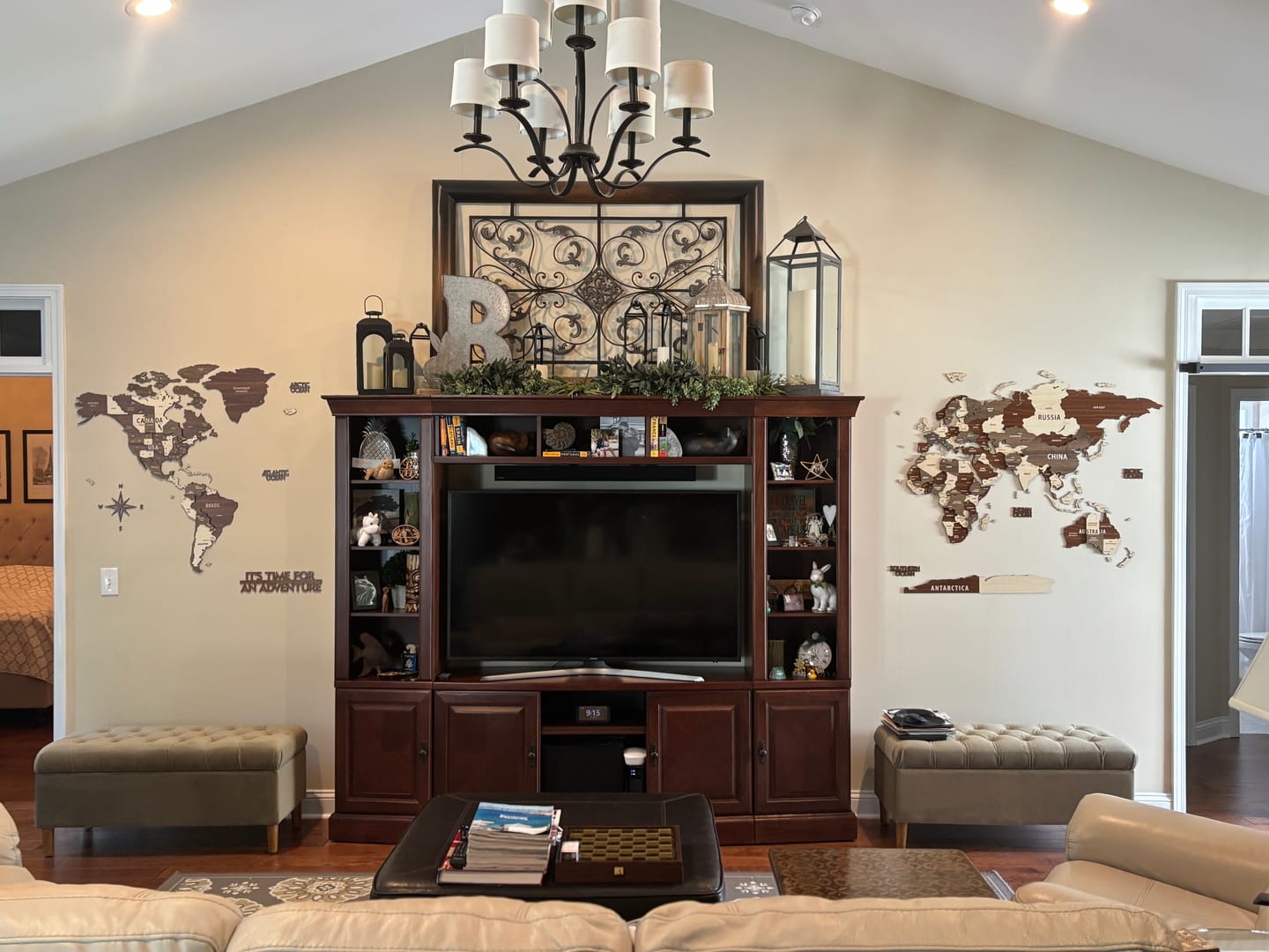 Customer photo review of Wooden World Map Wall Art - 3d Wood Push Pin Maps, Multicolor