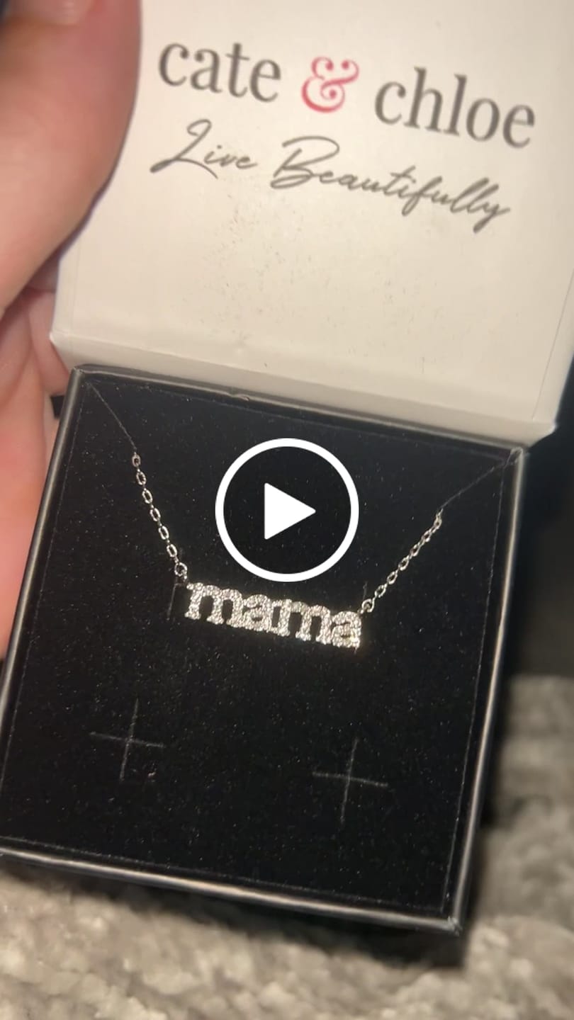 Customer video review of Kelly 18k White Gold Plated Mama Necklace with Swarovski Crystals