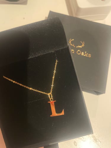 Customer photo review of L Initial Pendant Necklace In Gold