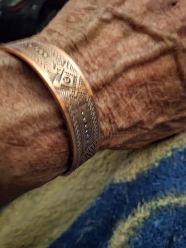 Customer photo review of Mens Masonic Bangle Pure Copper - Magnetic
