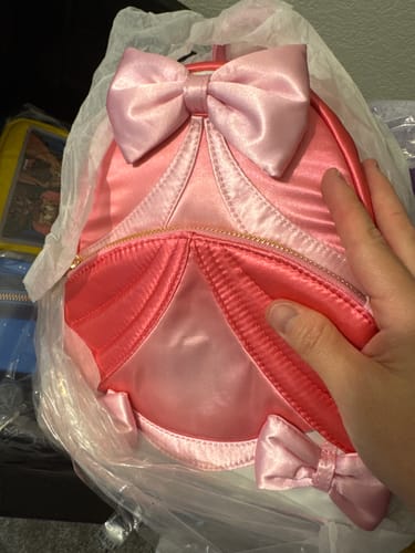 Customer photo review of Loungefly Disney Cinderella 75th Anniversary Pink Bow Gown Cosplay Mini Backpack