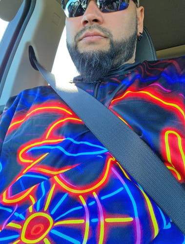 Customer photo review of Maxcorners Darts Neon Dartboard Champion Multicolor Customized Name, Team Name 3D Shirts