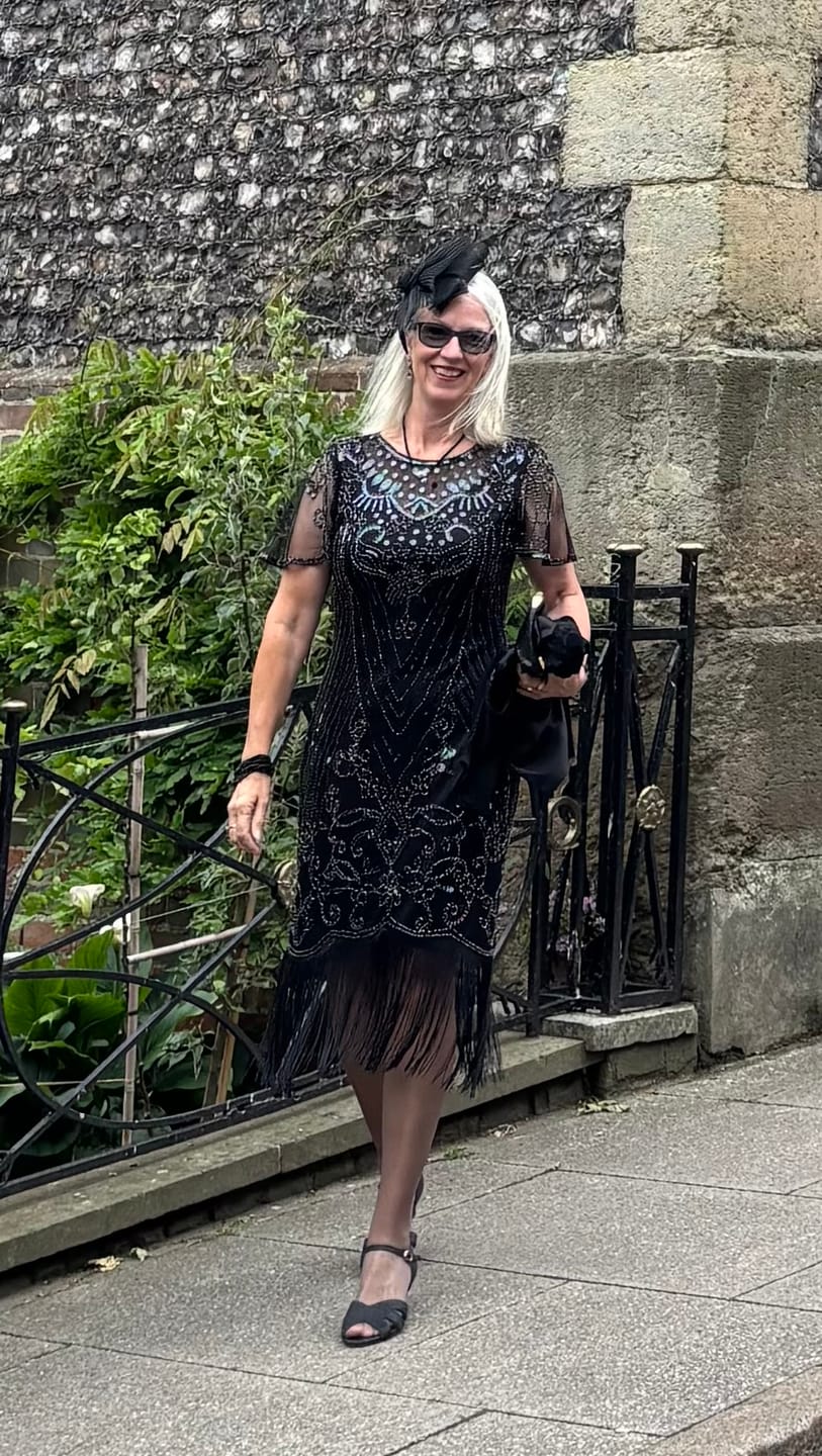 Customer photo review of Halle 1920s Flapper Dress - Black & Silver
