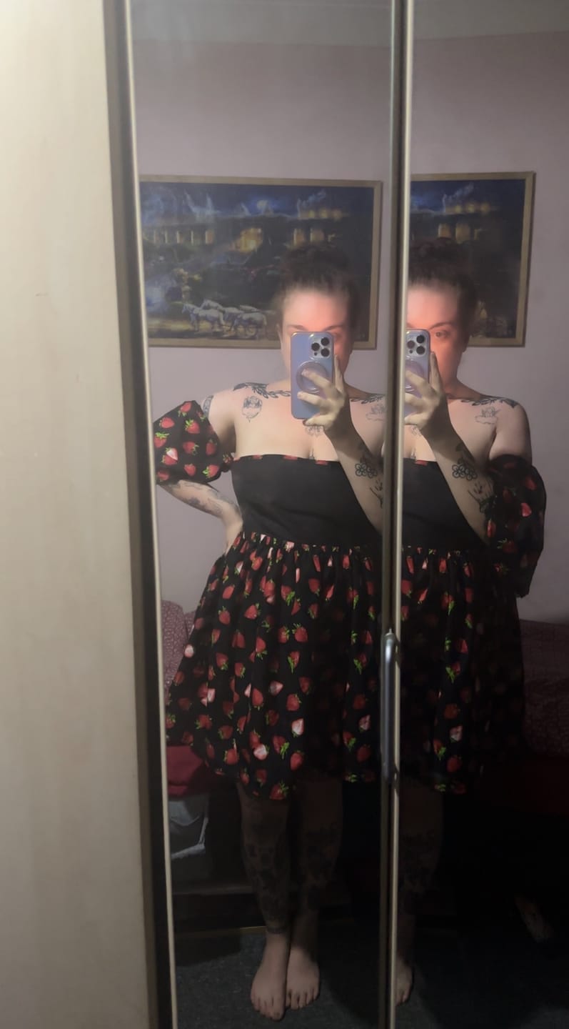 Customer photo review of Strawberry Rose & Hubble Cotton Poplin Fabric