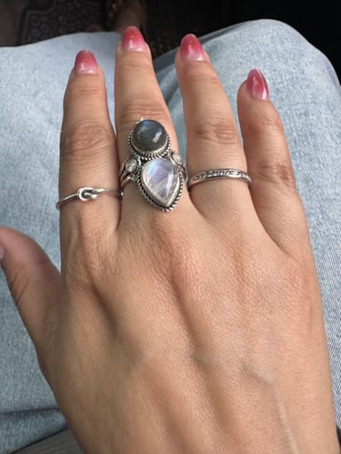 Customer photo review of Celestial Moonstone and Labradorite Silver Ring