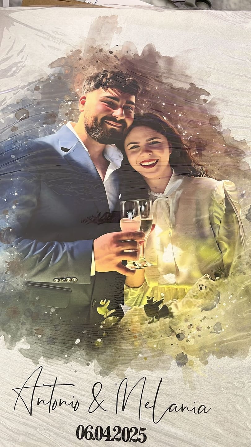 Customer photo review of Dein Hochzeitsfoto als Aquarell Poster | Geschenk zur Hochzeit