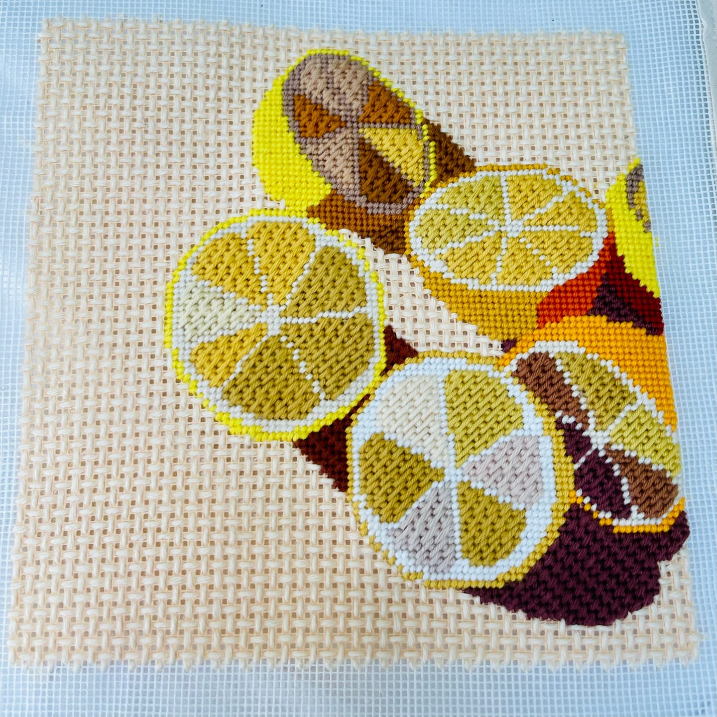 Customer photo review of Lemons Needlepoint Kit