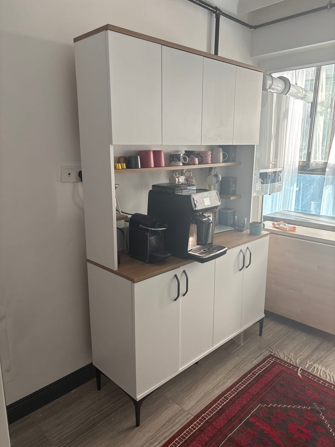 Customer photo review of Rani JE176 Çok Amaçlı Dolap 8 Kapaklı Kiler Mutfak Dolabı Sepet Ceviz - Beyaz