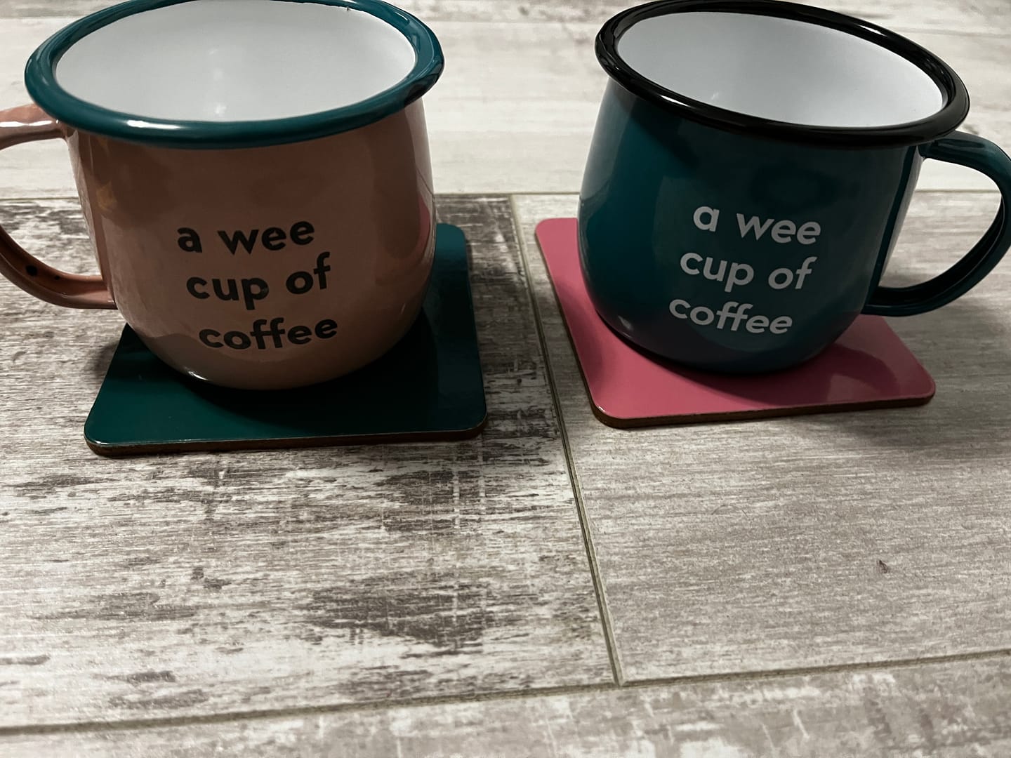 Customer photo review of A Wee Cup of Coffee Enamel Mug | Born & Bred
