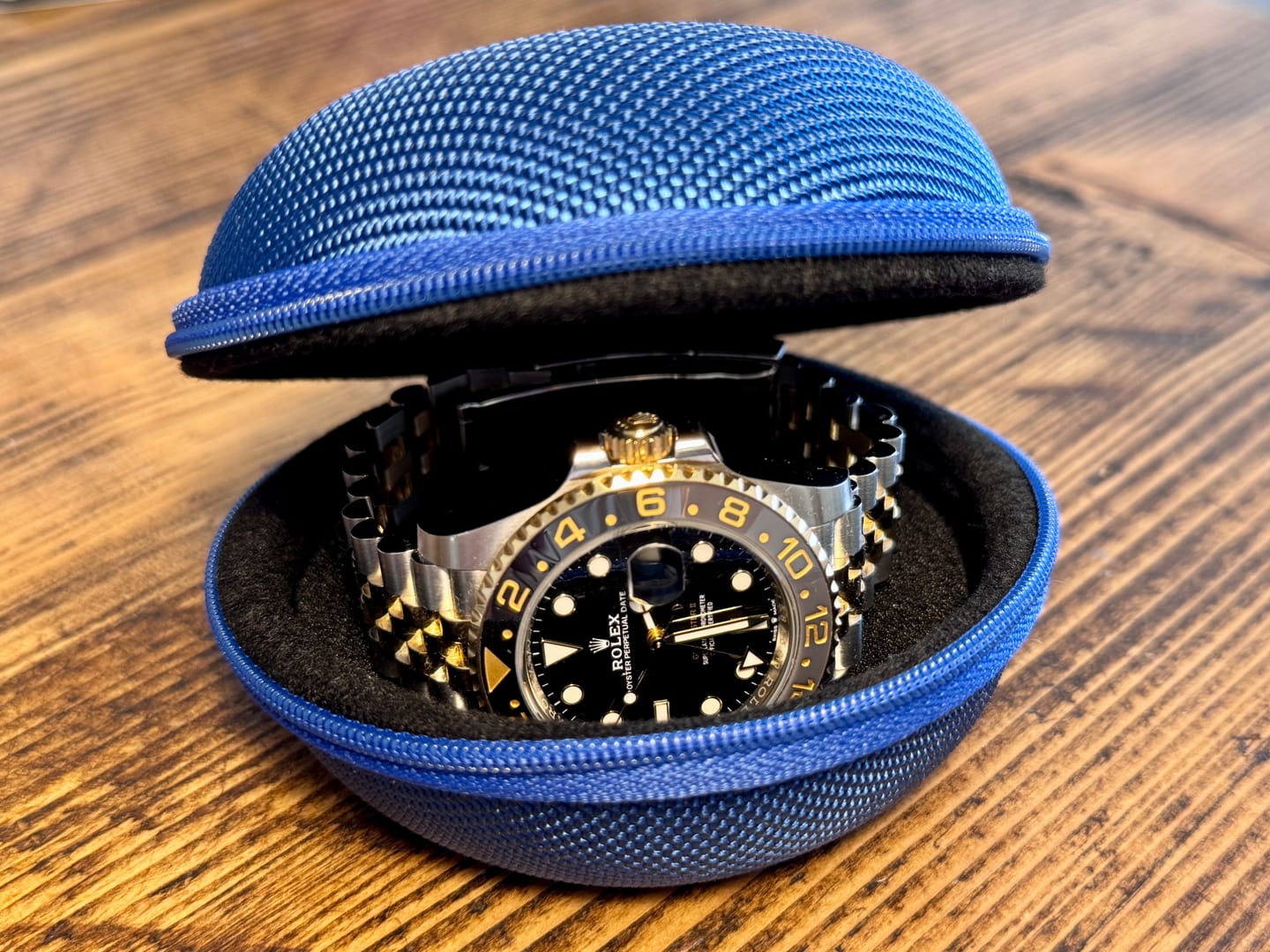 Customer photo review of Blue Single Watch Travel Case – Sleek, Durable & Portable