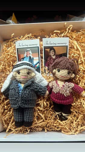 Customer photo review of Dolly® Personalized Crochet Doll with Photo Card