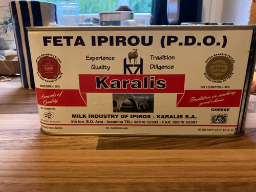 Customer photo review of Authentic Epirus Feta PDO – Mediterranean Family Tin 3.5 kg