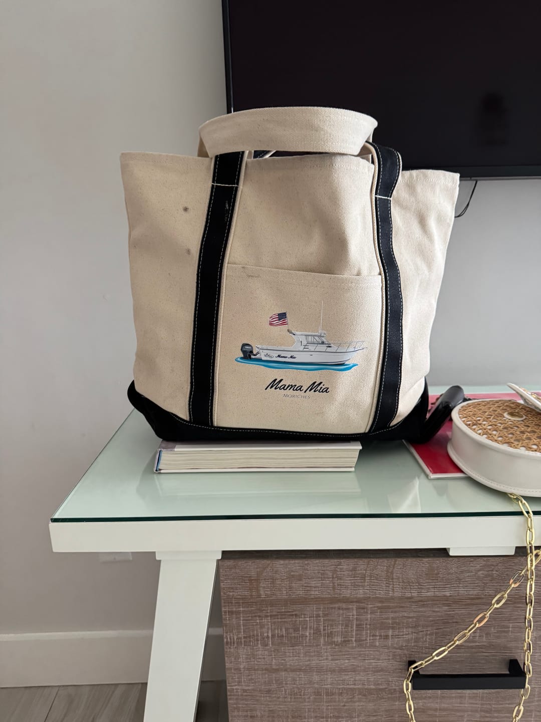 Customer photo review of Custom Boat Tote Bags