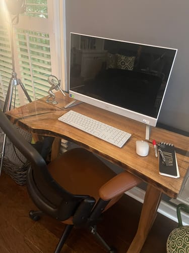 Customer photo review of Live Edge Walnut Desk with Epoxy Details
