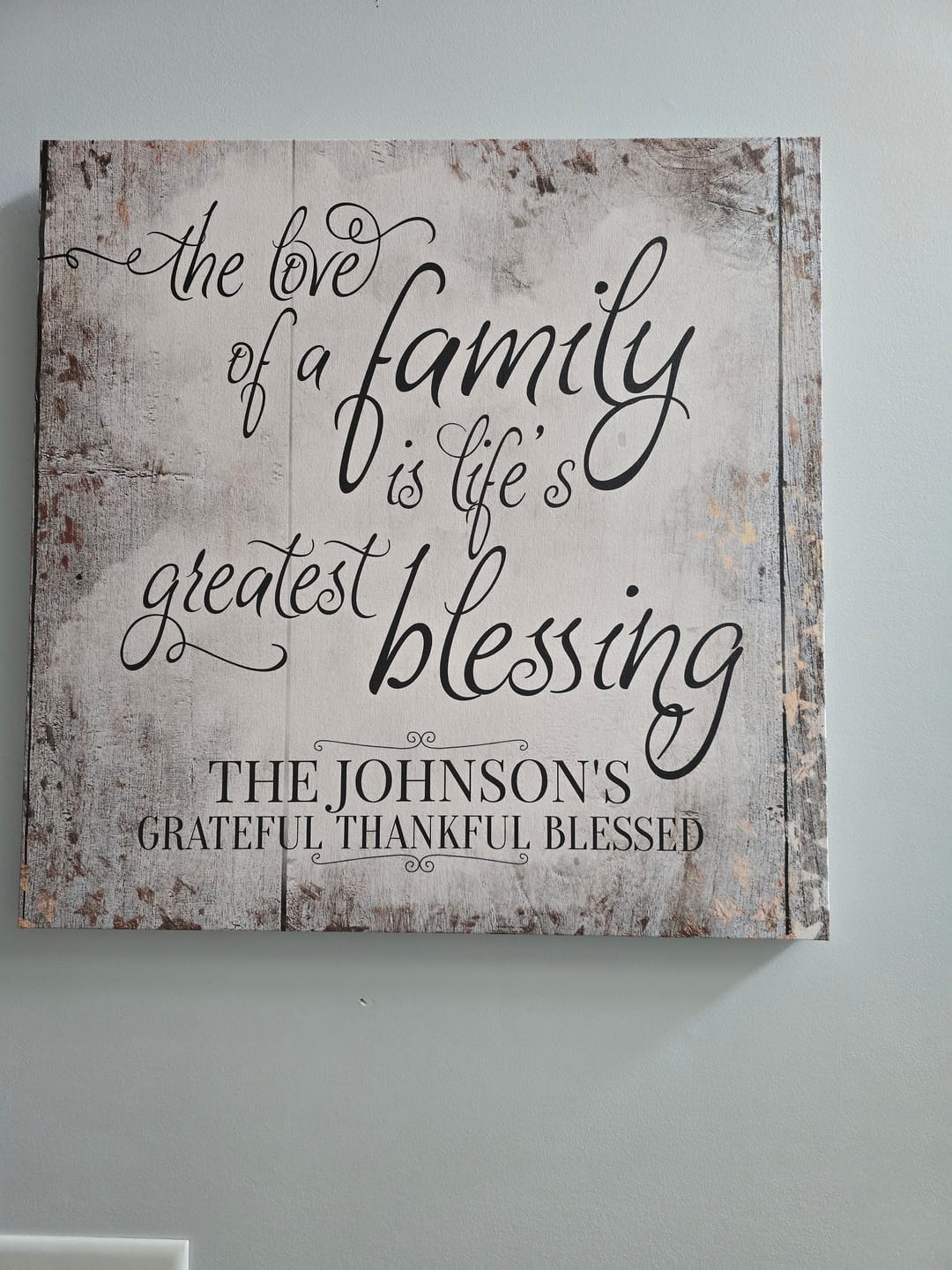 Customer photo review of Personalized "The Love Of A Family" Premium Canvas