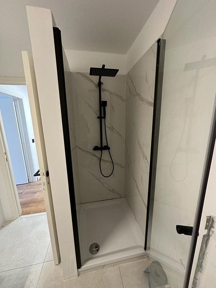 Customer photo review of Panneau Mural PVC Effet Marbre Blanc 260x120x0.3 cm
