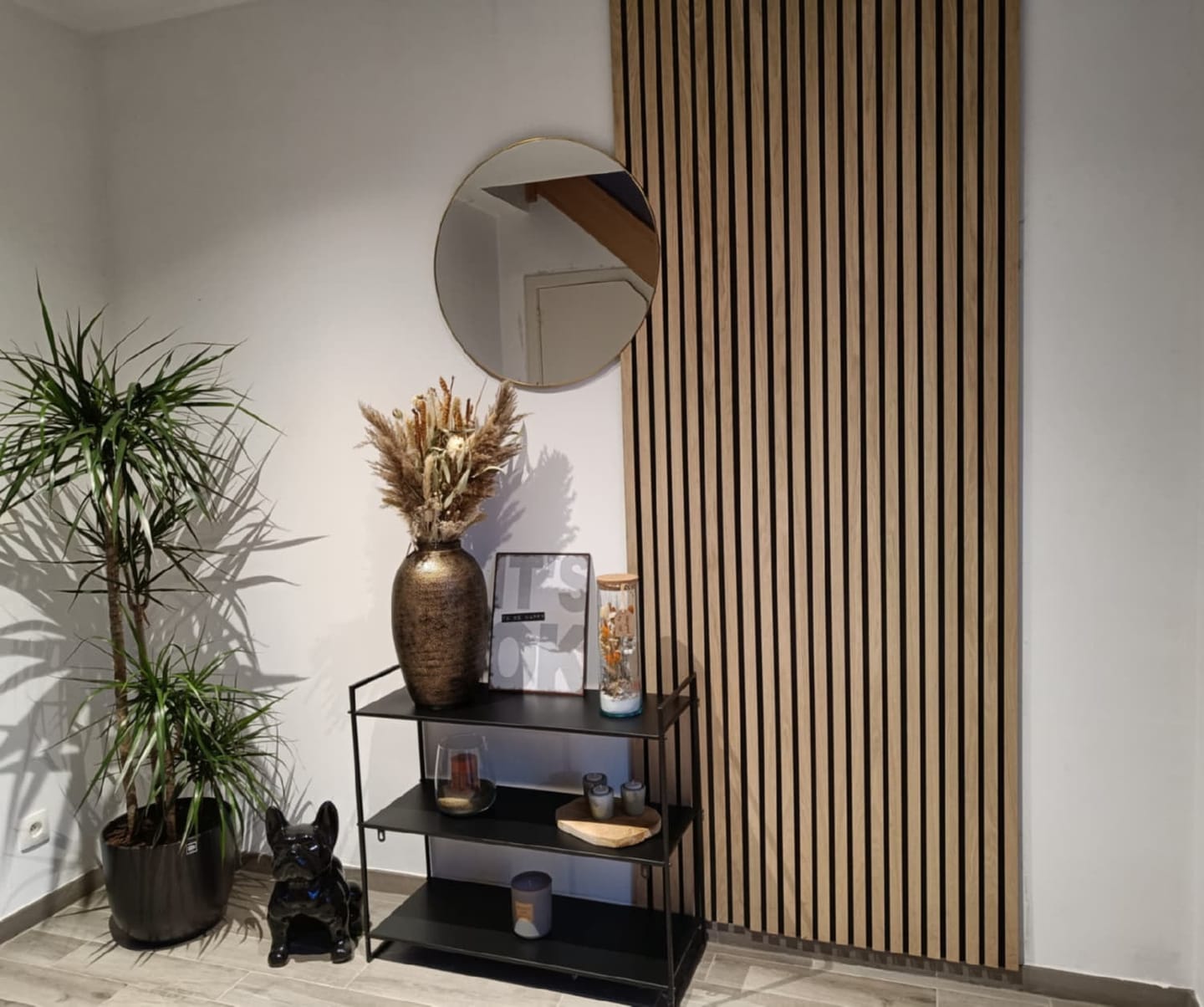Customer photo review of Panneau Acoustique Bois Chêne Feutrine Blanc 260 x 60 cm Akupanel Bois