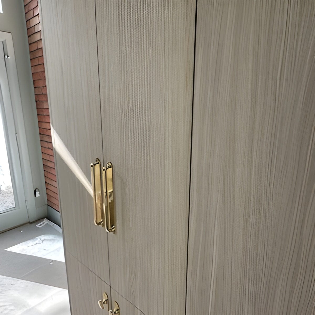 Customer photo review of Round Drawer Pulls with Backplate - Unlacquered Polished Brass