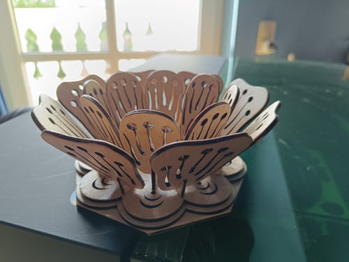 Customer photo review of Decorative wooden flowers candlestick laser cut svg file