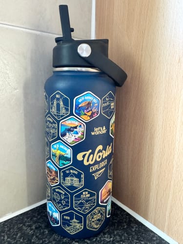 Customer photo review of Let's Wander™ World Explorer Water Bottle + Stickers