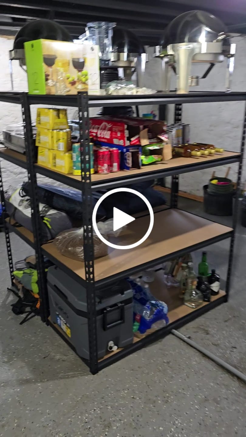 Customer video review of REIBII 48" W x 24" D Garage Storage Shelves, 2150 lbs Heavy Duty Metal Shelving Racks, Adjustable Storage Rack for Garage Kitchen Pantry