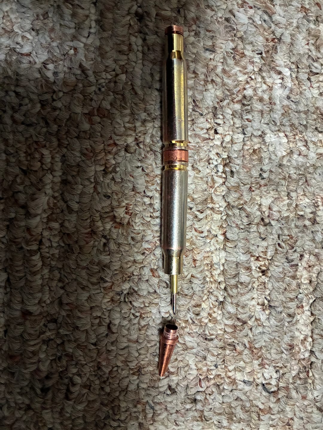 Customer photo review of .308 Real Bullet Casing Refillable Twist Pen - Tactical Gift Box - Polished Brass
