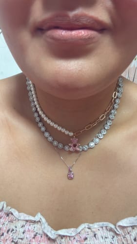 Customer photo review of SET CONJUNTO PULSERA Y COLLAR TEDDY BEAR OSO SWAROVSKI PERLAS