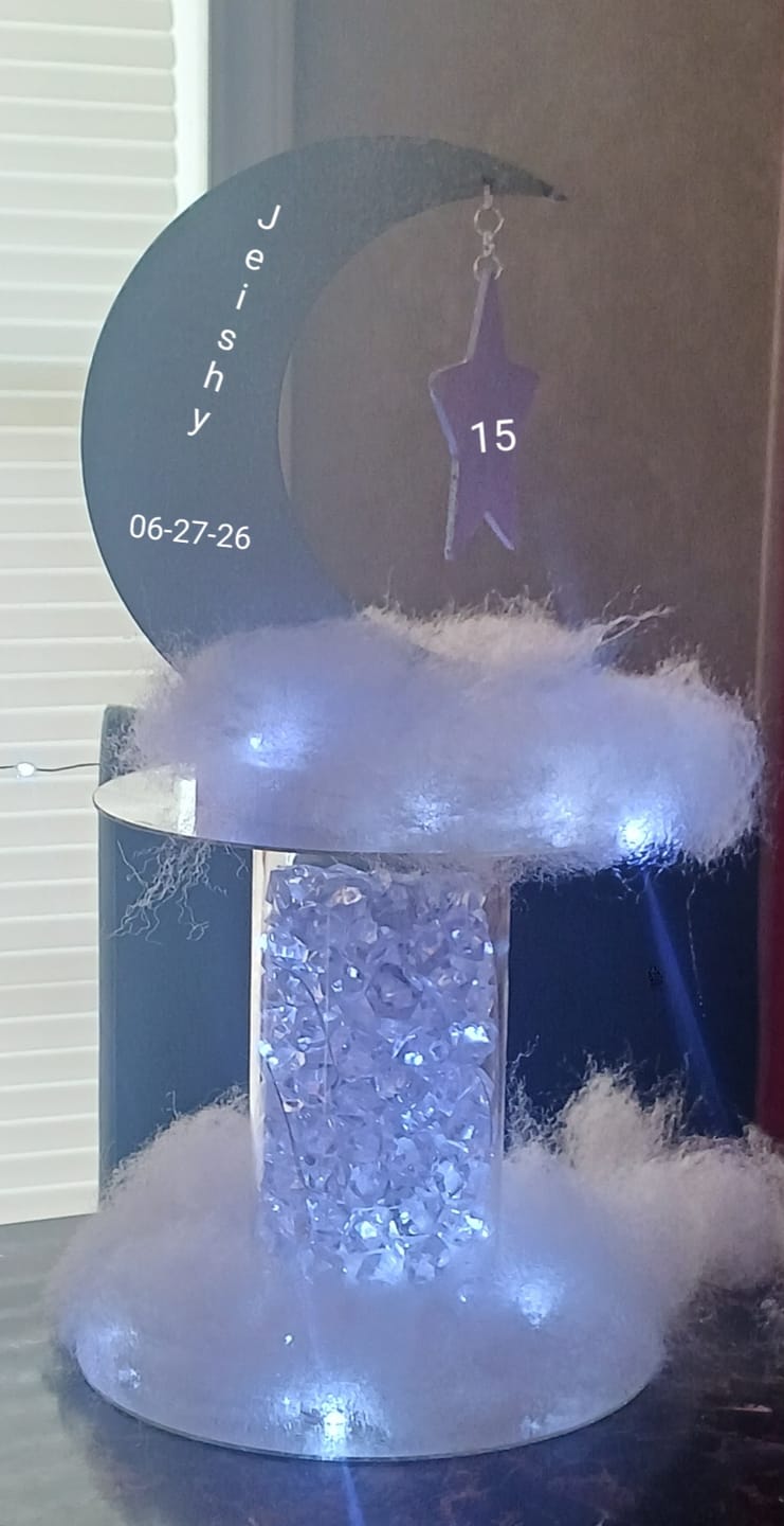 Customer photo review of Unfinished Wood Crescent Moon Shape | DIY Celestial Night Sky Craft Cutout | Up to 36" 8" / 1/8"